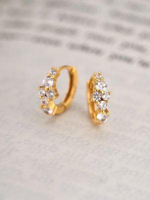 S925 Sterling Silver Plated 18K Gold Diamond Gorgeous Star River Ear Buckle Women's Fashion Simple Irregular Personality Earrings