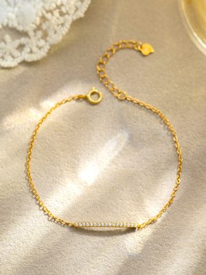 Fashion New Arrival One-Word Row Diamond Bracelet S925 Sterling Silver Extremely Fine Simple Shiny Exquisite Light Luxury Elegant All-Match Bracelet