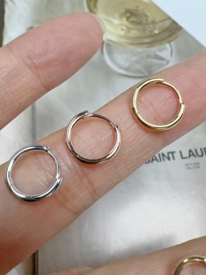 S925 Sterling Silver Gold Plated Simple Exquisite Plain Hoop Earrings Earrings All-match Basic HME