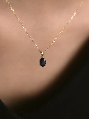S925 Silver Plated 18K Gold Black Zircon Pendant Clavicle Chain Simple Style Necklace Necklace Light Luxury Gift for Girlfriend HME