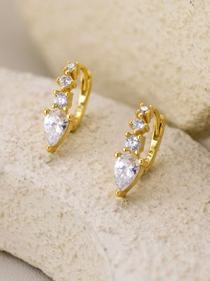 S925 Sterling Silver Zircon Drop Ear Buckle Women's Simple Daily Commuter Fashion All-match Earrings