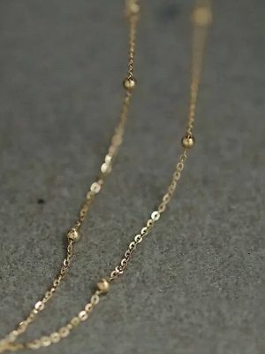 S925 Sterling Silver Plated 14K Gold Bean Bead Bracelet Women's Simple Design Extremely Fine All-Match Elegant Student Bracelet