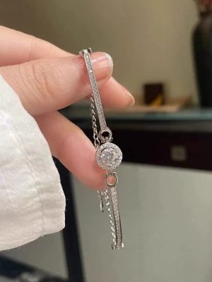 Star Point Bracelet S925 Sterling Silver Small Sun Round Diamond Bracelet Advanced Light Luxury Super Flash Full Diamond Bracelet French Elegant Bracelet