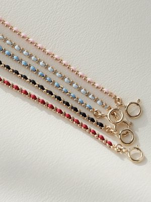 S925 Sterling Silver Plated 18K Gold Red_Line Same Knitted Small Color Rope Sweet Cool Chain Bracelet Red Rope HME