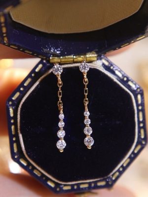 Small Water Drops ~ S925 Sterling Silver Plating 18K Gold Inlaid Zircon Earrings Temperament Tassel Earrings Mini Fine HME