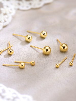 925 Sterling Silver Elegant Ear Holes Round Bead Earrings Women's Simple Round Ball Earrings Small Mini Bean Earrings Earrings