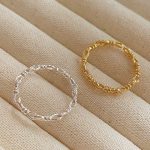 Chain S925 Sterling Silver Plated 18K Gold Knotted Braided Chain Ring Women Ins Design Open Ring