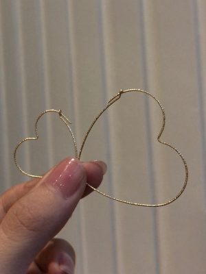 Shiny Heart ~ S925 Sterling Silver Plated 14K Gold Love Simple Temperament Joker Cold Wind Ear Ring Earrings Female HME