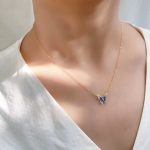 Empty Window Enamel Gradient Blue Butterfly Necklace Clavicle Chain S925 Silver Gold Plated Gift to Girlfriend Shell Element Light Luxury