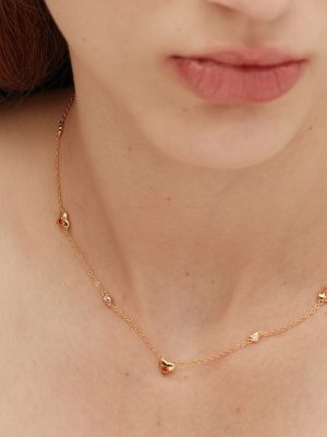 Heart of the Seine ~ S925 Sterling Silver Plated 18K Gold Red Love Necklace Women's Design Fashionable Elegant Clavicle Chain