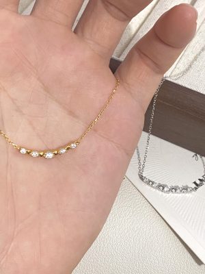 Real Shot Cool Atmosphere S925 Sterling Silver Plated 18K Gold Smile Necklace Light Luxury High Clavicle Chain All-match Women