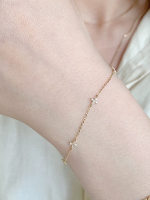 Classic S925 Silver Plated 18K Gold Bracelet Design Ins Style Full Diamond Star Flower Inlaid Zircon Bracelet