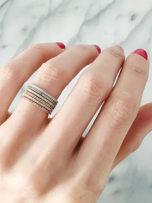 S925 Sterling Silver Plated 18K Gold Rai Diamond Full Diamond Rhythm Women's Exquisite Minimalist Light Luxury High Fashion All-match Ring