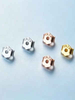 S925 Silver Gold-plated Rose Gold Platinum Gold Ear Plug Tremella Cap Accessories Tremella Back Tremella Buckle Ear Plug Silver Jewelry