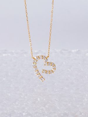 S925 Sterling Silver Plated 14K Gold Love Necklace Women's Heart-shaped Light Luxury Diamond Clavicle Chain Silver Ornaments Ouni Na