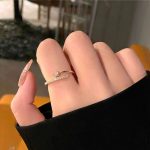 S925 Sterling Silver Plated 14K Gold Flash Diamond Ring Women's Ins Design Light Luxury Premium Finger Ring Open Ring Ouni Na