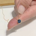 S925 Sterling Silver Plated 14K Gold London Blue Topaz Necklace Women's Design Light Luxury All-match Clavicle Chain Ouni Na
