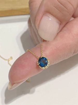 S925 Sterling Silver Plated 14K Gold London Blue Topaz Necklace Women's Design Light Luxury All-match Clavicle Chain Ouni Na