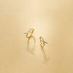S925 Sterling Silver Plated 14K Gold Cross Geometric Zircon Earrings Earrings Line Earrings Advanced HME