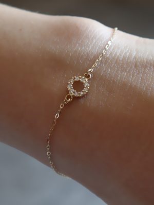 S925 Sterling Silver Plated 18K Gold Inlaid Zirconium Drill Exquisite Full Diamond Hollow Round Bracelet Bracelet Bracelet as usual All-match HME