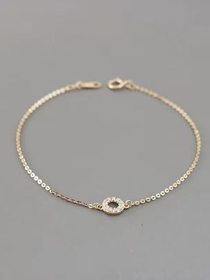 [Satisfactory] S925 Sterling Silver Plated 18K Gold Full Diamond Circle Bracelet Simple ins Cold Style Geometric Bracelet