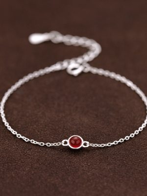 S925 Sterling Silver December Birthstone Bracelet Women's Light Luxury Natural Stone Transfer Beads Bracelet Vintage High-end Jewelry