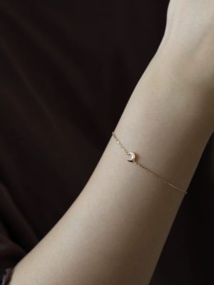 Crescent Bay 925 Sterling Silver Plated 14K Gold Bracelet Gloss Small Crescent Moon All-match Extremely Fine Bracelet Women's Bracelet Ouni Na
