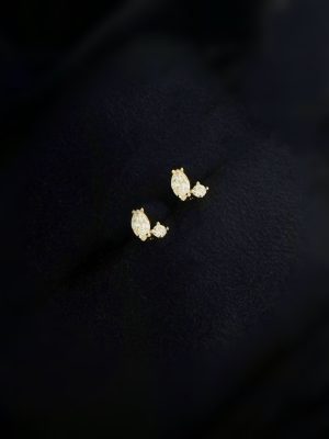 Spice Girls 925 Silver Plated 18K Gold Zircon Mini Ear Nail Ear Hole Ear Bone Nail Design Overlapping Neutral Minimalist