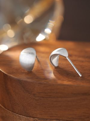 S925 Sterling Silver Simple Wire-drawing Arc Earrings Women's Geometric Korean Advanced Design Ear-raising Earrings
