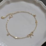 925 Sterling Silver Plated 14K Gold Bracelet Twist Bow Four-leaf Simple Elegant Exquisite Light Luxury Design All-match
