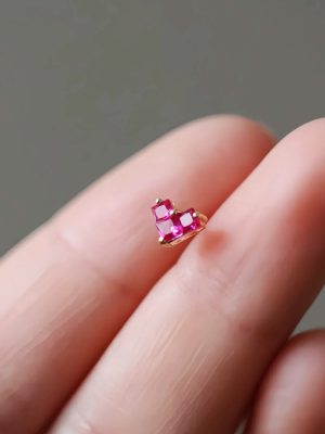 S925 Sterling Silver Plated 16K Gold Square Diamond Red Corundum Love Earrings Women's Simple Fashion Elegant All-match Earrings