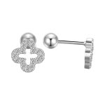 color: White gold clover stud earrings