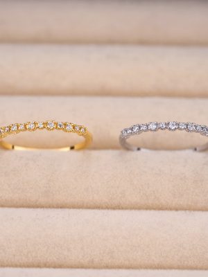 S925 Sterling Silver Plated 18K Gold Exquisite Rai Diamond Ring Women's Japanese Style Light Luxury Advanced Stacked Fine Diamond Ring