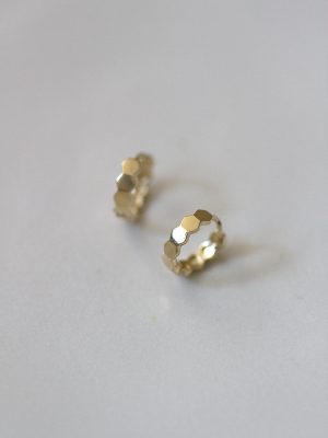 S925 Plated 14K Gold Ear Ring Honeycomb Hexagon Mini Shiny Ear Buckle Elegant Daily Ins Style Korean Earrings Female HME