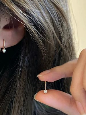 Shiny 925 Sterling Silver Plated 18K Gold Small Ear Hook Clean and Simple Light Luxury Simple and Exquisite High-end Earrings for Women