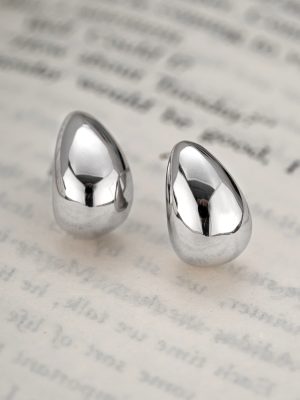 S925 Sterling Silver Geometric Beanie Ear Nails for Women Retro Hong Kong Style Oval Ear Bone Nails Simple Versatile Classic Ear Accessories