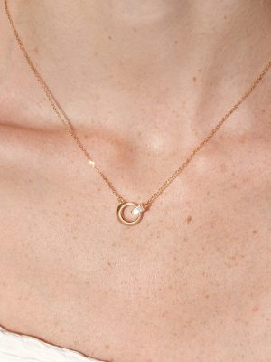 Memories ~ S925 Sterling Silver Plated 18K Gold Asymmetric Ring Zircon Pendant Necklace Simple Commuter Clavicle Chain Female HME