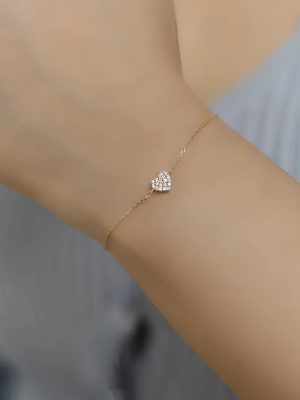 S925 Sterling Silver Plated 14K Gold Full Diamond Love Bracelet Women's Adjustable Design Japanese All-match Stacked Gift