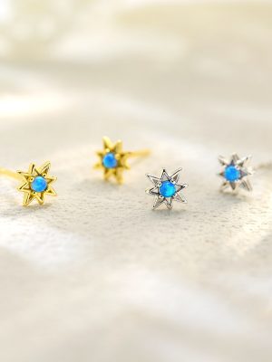 S925 Sterling Silver Mini Bamang Star Opal Aobao Ear Nail Women's Style Fashion Simple Ear Bone Nail