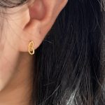 Vintage Twist Double-ring Earrings Women's Wide S925 Sterling Silver Plated 18K Gold Ins High-grade Ring Buckle Earrings Small and Exquisite