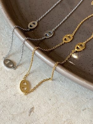 Light Luxury S925 Silver Plated 18K Gold Cold Style Pig Nose Necklace Women's Ins Design Clavicle Chain Elegant High-grade