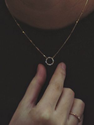 S925 Sterling Silver Plated 14K Gold Necklace Blue Sea Legend Stone-set Diamond Circle Clavicle Chain Women's Ins Style