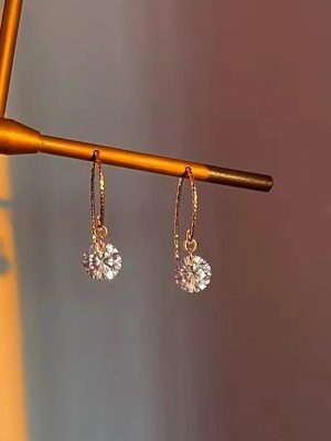 Shiny Single Hao Stone Earrings S925 Silver Gold Plated Eight Heart Eight Arrows Zircon French Entry Luxury High-end Ear Hanging Earrings for Women