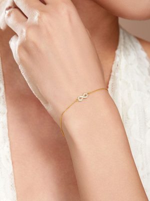 S925 Sterling Silver Bracelet Women's Unlimited Symbol Full Diamond Bracelet Gold-plated Light Luxury Thin Chain All-match Silver Ouni Na