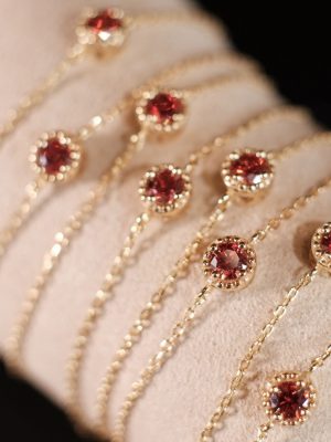 Rose ~ S925 Silver Plated 18K Gold Retro Light Luxury Garnet Red Zircon Bracelet Exquisite Daily Light Luxury All-match Bracelet