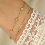 925 Silver Plated 18K Gold Four-leaf Clover Ginny Star Bracelet Zircon Light Luxury Stacked Geometric Style 2024 New Style
