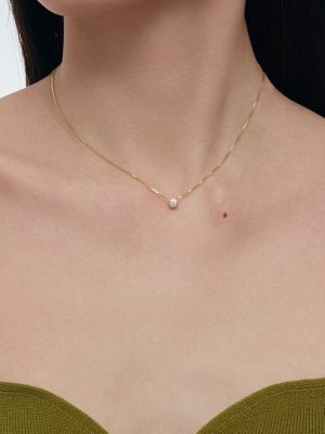 Bubble ~ S925 Sterling Silver Plated 14K Gold Necklace Women's Stacked Simple Temperament Personality Joker High-end Pendant HME