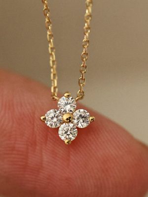 S925 Silver Plated 18K Gold Lucky Four-leaf Clover Necklace Women's Clavicle Chain Small Fresh Fashion All-match Pendant Ins High-grade
