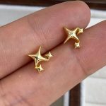 S925 Sterling Silver Plated 18K Gold Four Mans Star Earrings Simple Compact Mini Personality High-grade Design Ins Earrings