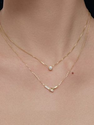 Knot ~ S925 Sterling Silver Plated 14K Gold Necklace Women's Stacked Simple Temperament Personality All-match High-grade Pendant HME